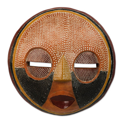 There is Time Handcrafted African Sese Wood Wall Mask from Ghana