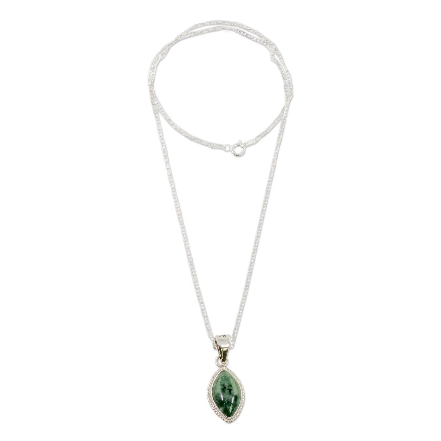 Green Gaze Green Jade Rope Motif Pendant Necklace from Guatemala