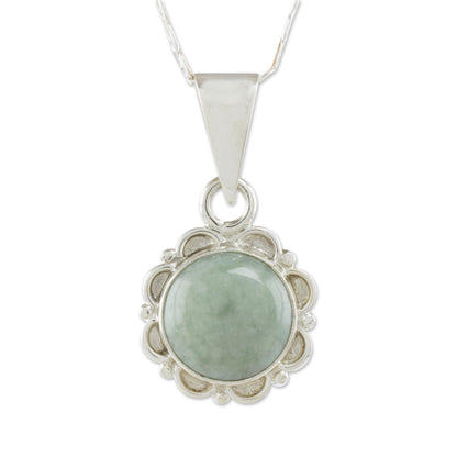 Green Jade Flower Pendant Necklace