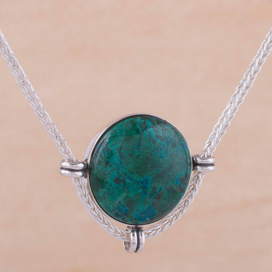 Essence of Time Andean Chrysocolla and Sterling Silver Pendant Necklace