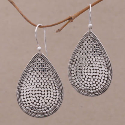 Disco Party Sterling Silver Teardrop Dangle Earrings from Indonesia