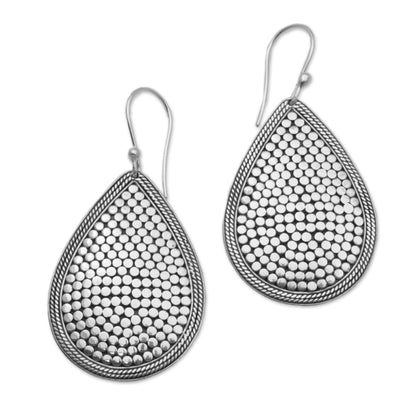 Disco Party Sterling Silver Teardrop Dangle Earrings from Indonesia