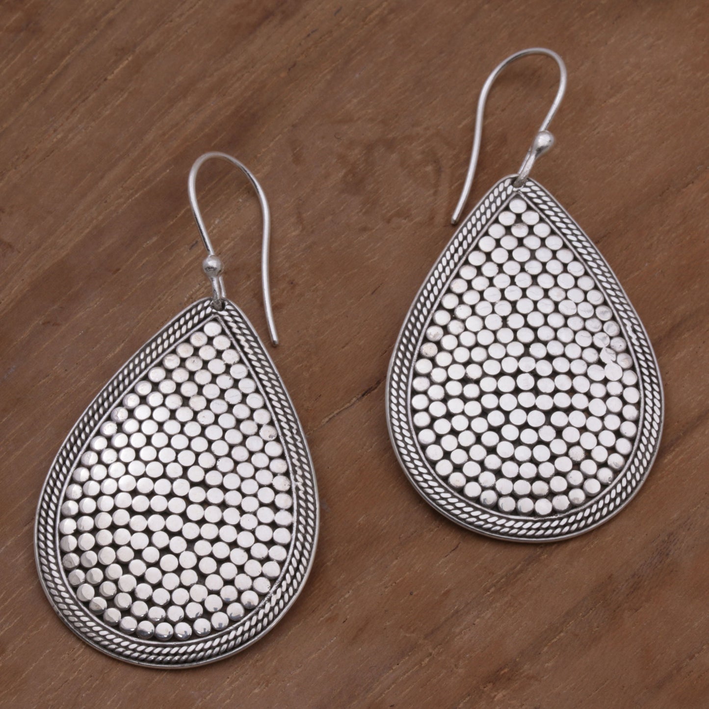 Disco Party Sterling Silver Teardrop Dangle Earrings from Indonesia