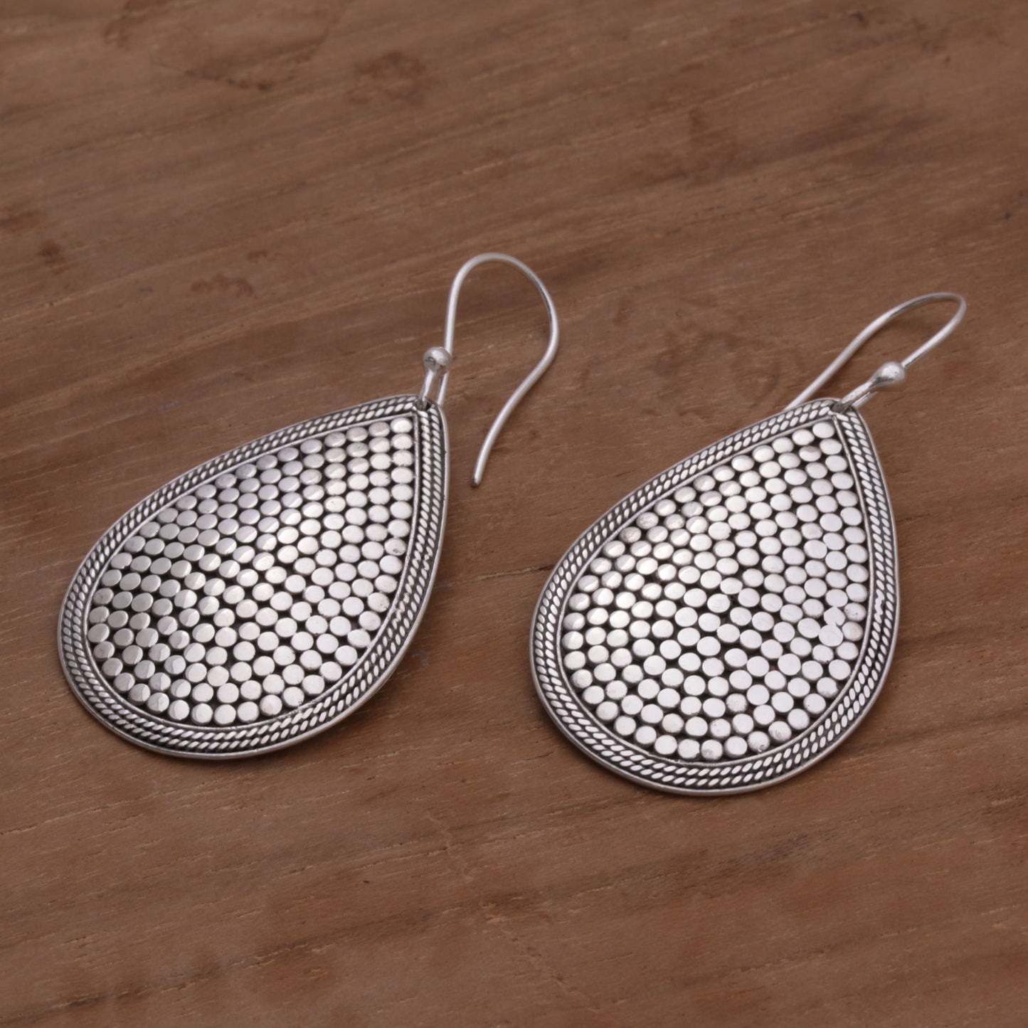 Disco Party Sterling Silver Teardrop Dangle Earrings from Indonesia