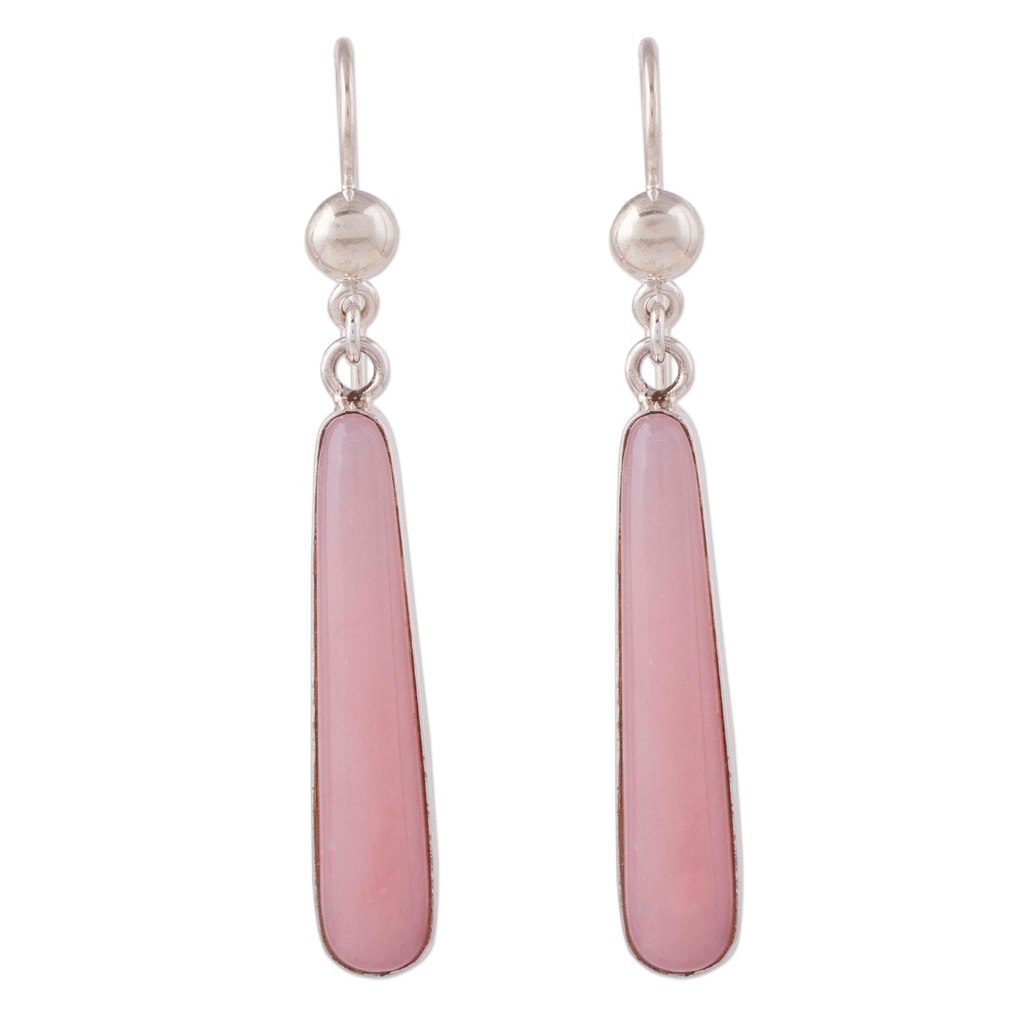 Beacons of Light Andean Silver Handcrafted Earrings with Natural Pink Opal