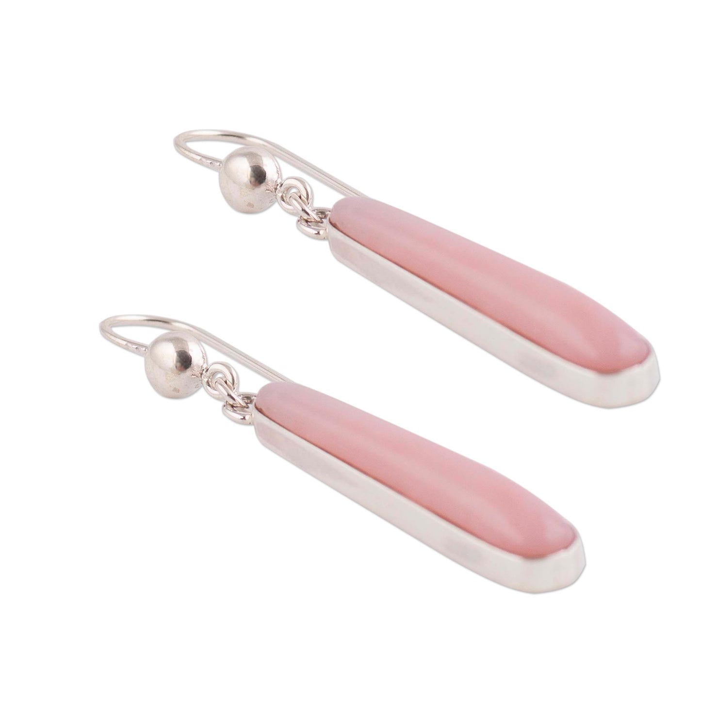 Beacons of Light Andean Silver Handcrafted Earrings with Natural Pink Opal