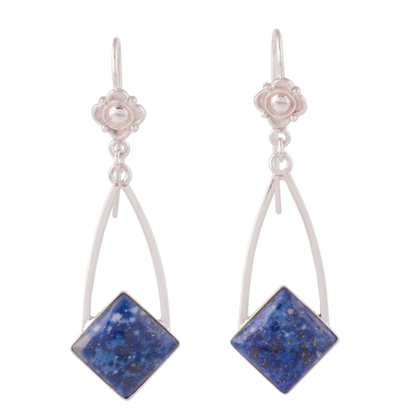 Pacific Diamond Modern Artisan Crafted Lapis Lazuli and Silver 925 Earrings