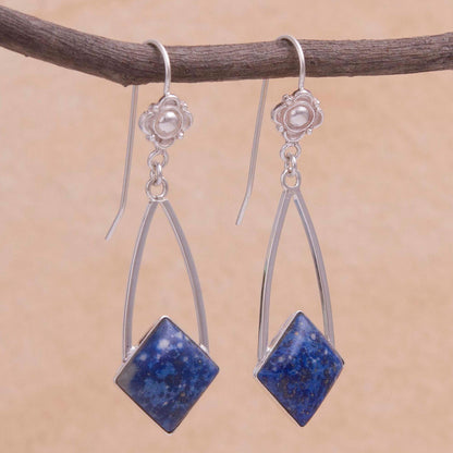 Pacific Diamond Modern Artisan Crafted Lapis Lazuli and Silver 925 Earrings