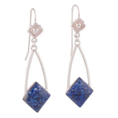 Pacific Diamond Modern Artisan Crafted Lapis Lazuli and Silver 925 Earrings