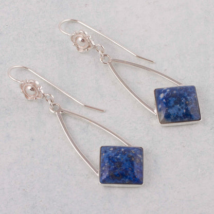 Pacific Diamond Modern Artisan Crafted Lapis Lazuli and Silver 925 Earrings