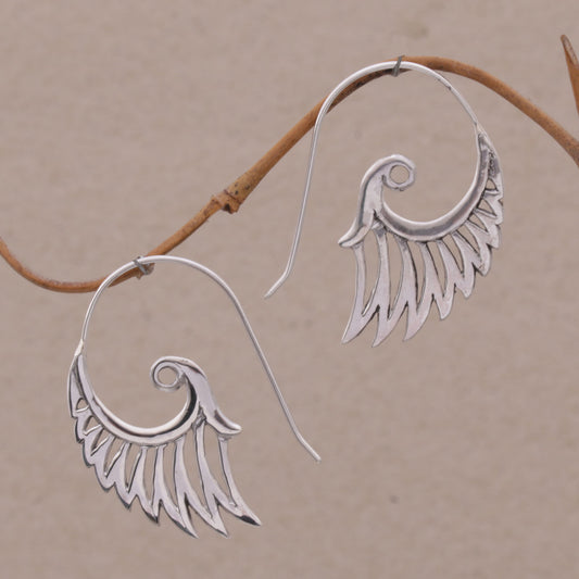 Winged Beauty Spiral Sterling Silver Earrings