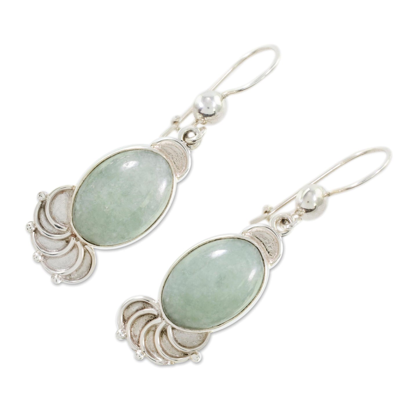 Siren Song in Light Green Light Green Jade Oval Dangle Earrings from Guatemala