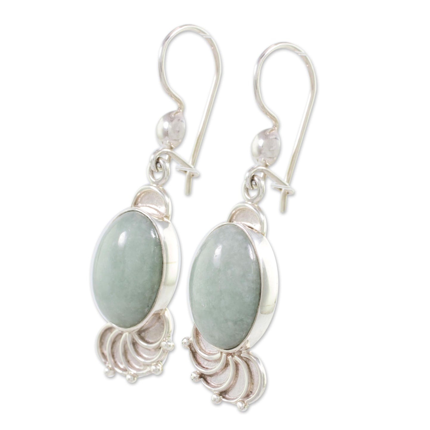 Siren Song in Light Green Light Green Jade Oval Dangle Earrings from Guatemala