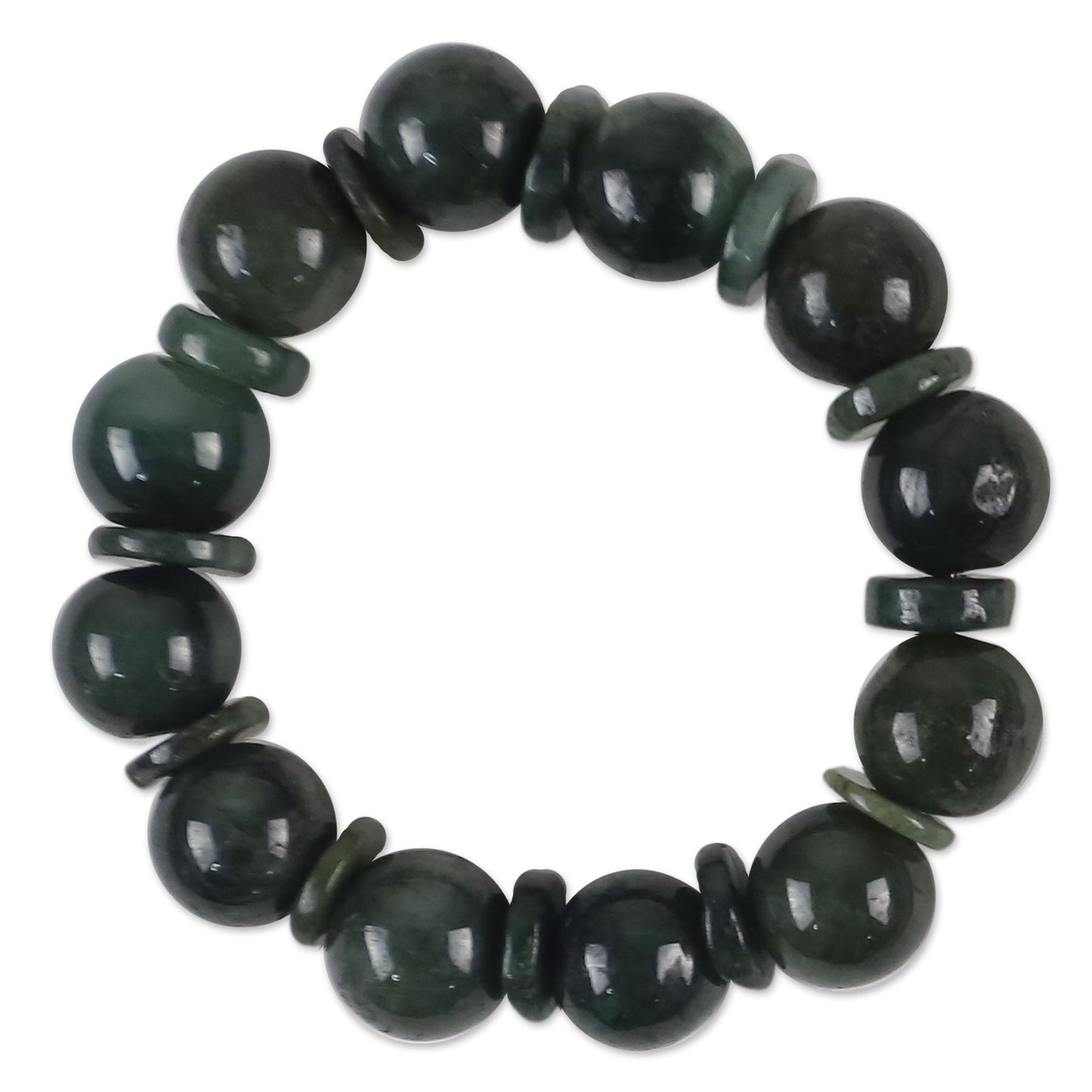 Simply Green Green Jade Beaded Stretch Bracelet from Thailand