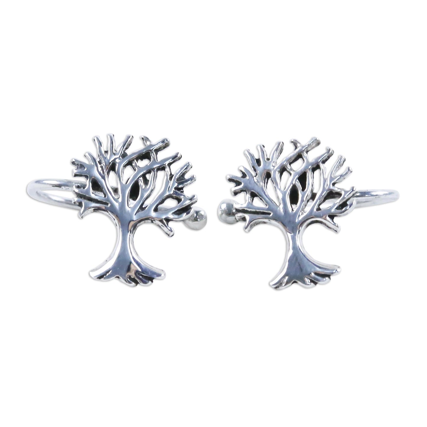 Eternal Trees Delicate Oak Tree Silver Ear Cuffs