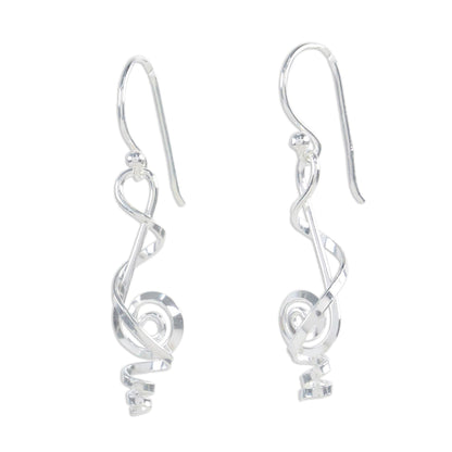 Melody in Me Clef Note Sterling Silver Music-themed Handmade Earrings