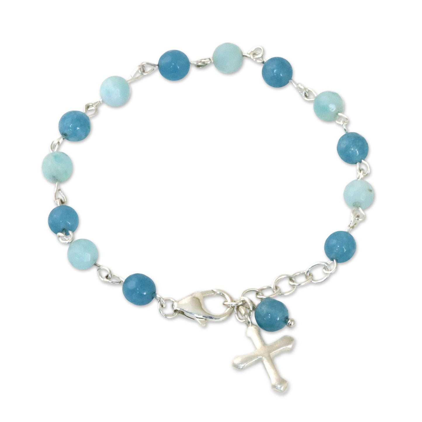 Flying Cross Amazonite and Quartz Cross Bracelet from Thailand