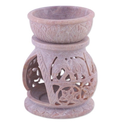 Elephant Stroll Handcrafted Elephant Soapstone Oil Warmer from India