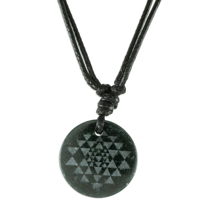 Geometric Inspiration Black Jade Geometric Pendant Necklace from Guatemala