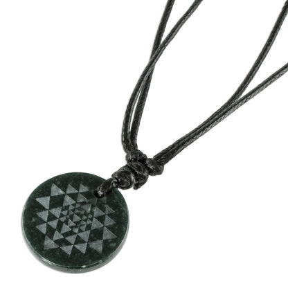 Geometric Inspiration Black Jade Geometric Pendant Necklace from Guatemala