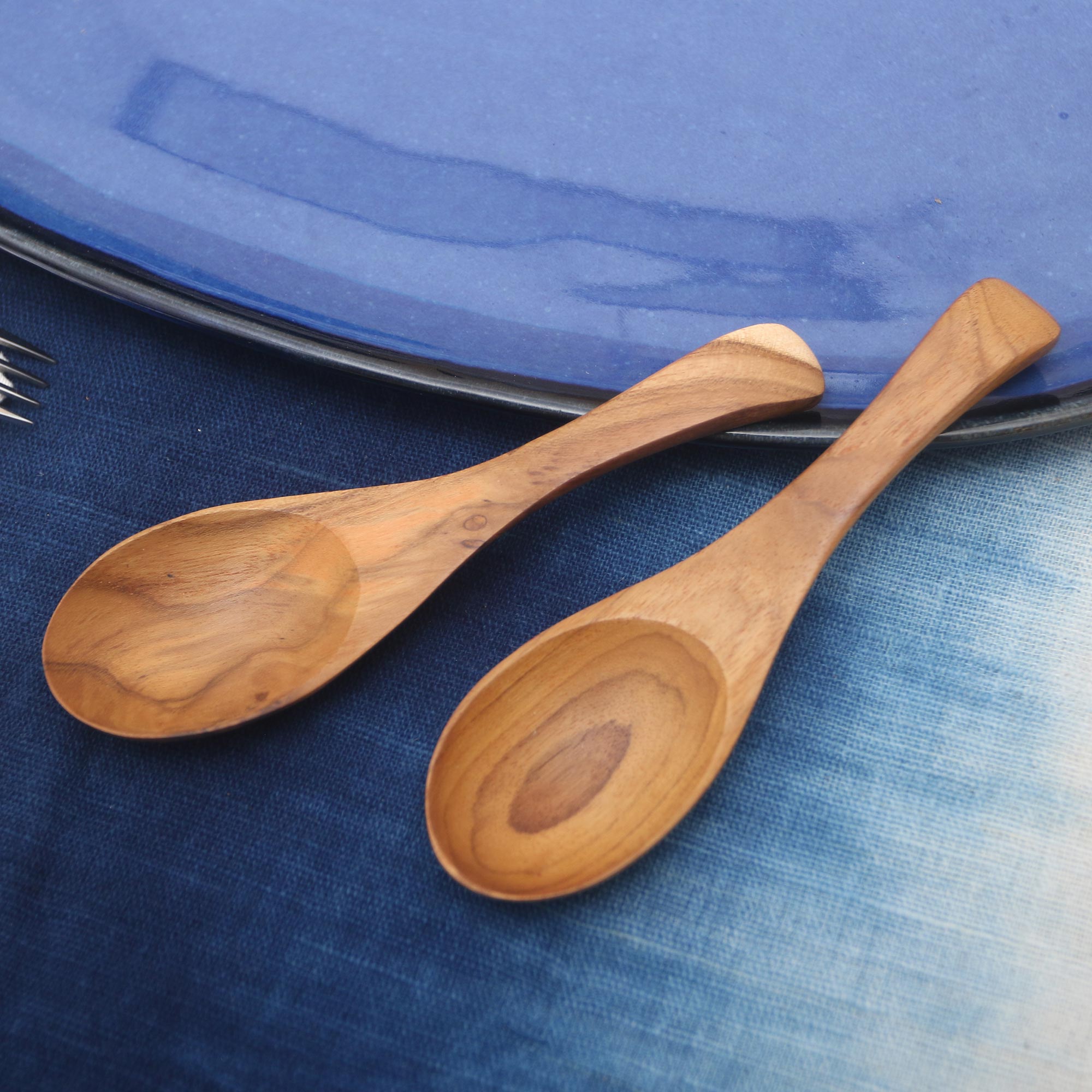 Elegant Companions Handmade Teak Wood Spoons from Bali (Pair) | GreaterGood