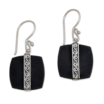 Temple Bands Sterling Silver Drop Earrings