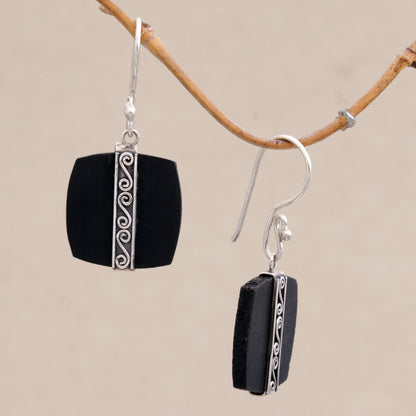 Temple Bands Sterling Silver Drop Earrings