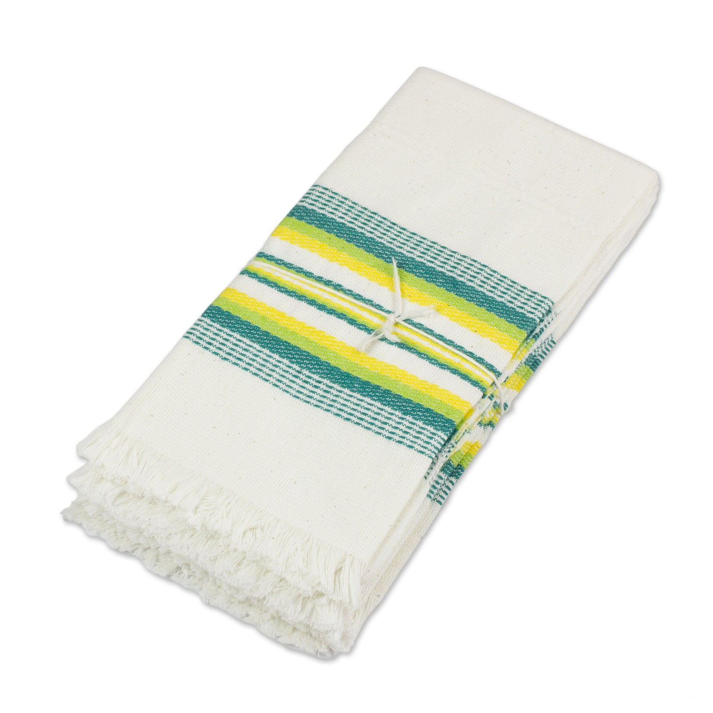 Culinary Inspiration in Green Multicolor 100% Cotton Napkins from Guatemala (Set of 6)