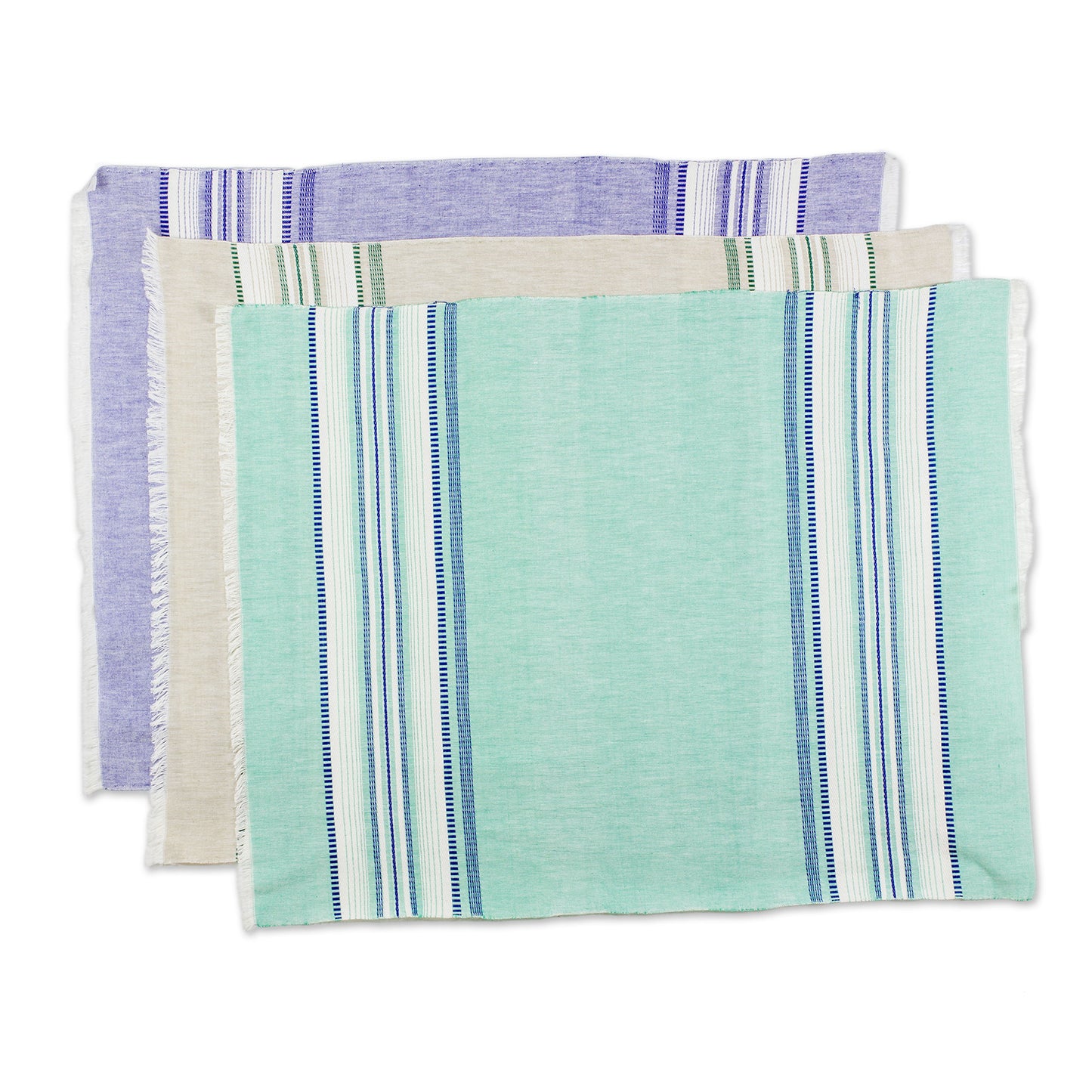 Sea and Sky Set of Three 100% Cotton Dishtowels from Guatemala