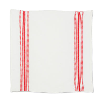 Peaceful Lines Red and White Striped Cotton Napkins (Set of 6)