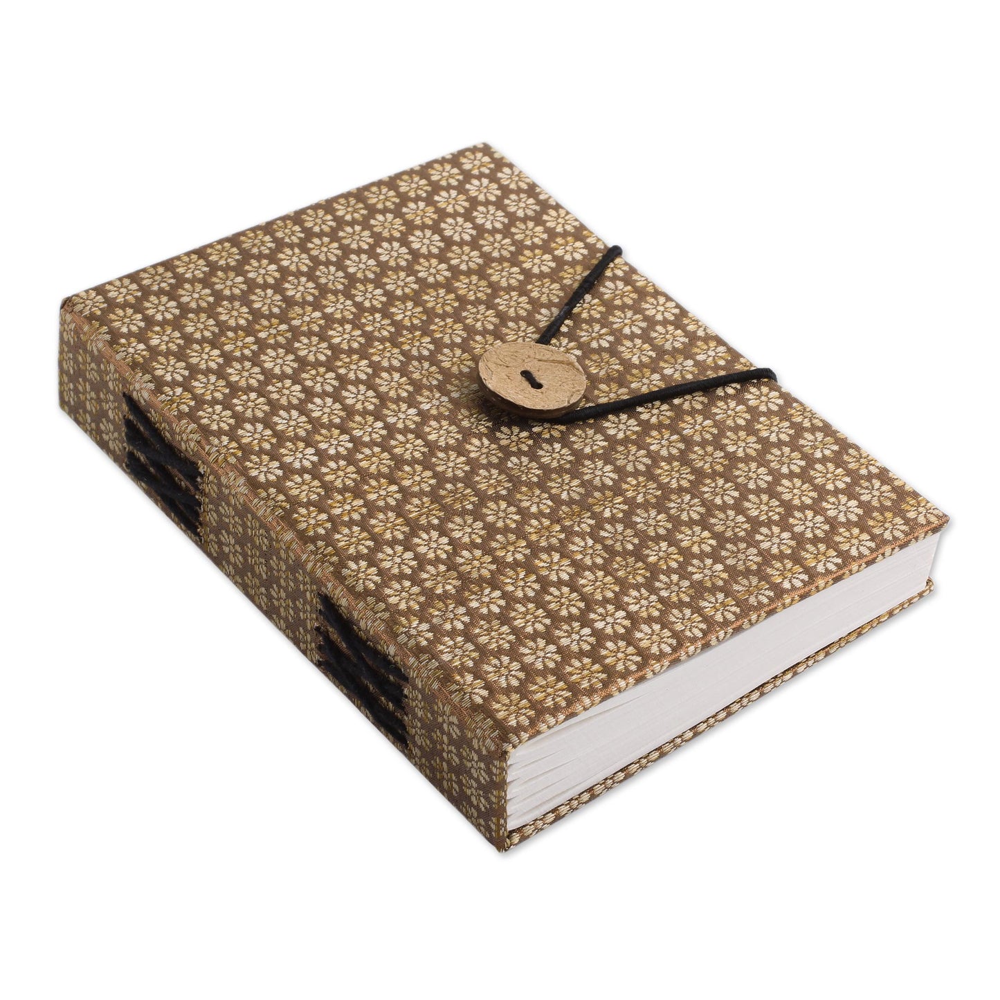 Sepia Royal Elegance Indian Brown Brocade Elastic-Close Journal with 100 Pages