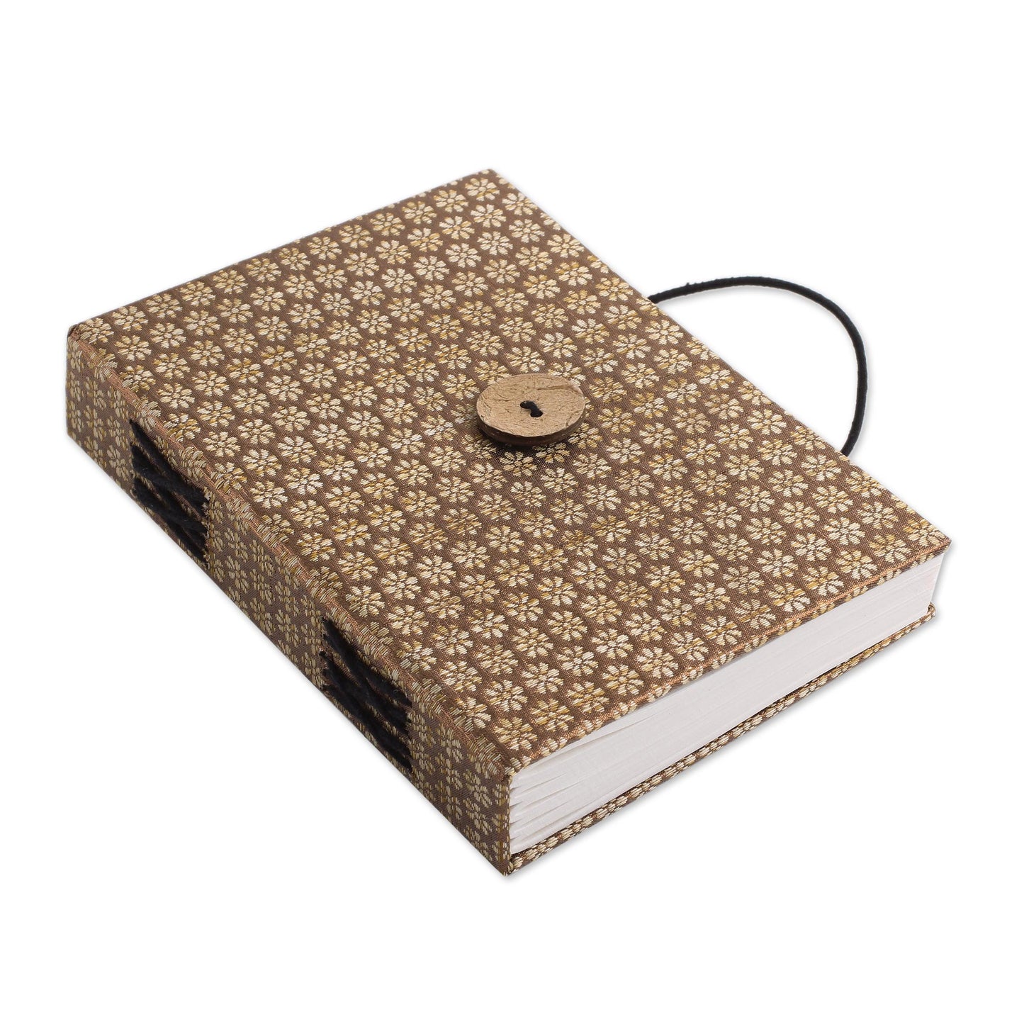 Sepia Royal Elegance Indian Brown Brocade Elastic-Close Journal with 100 Pages