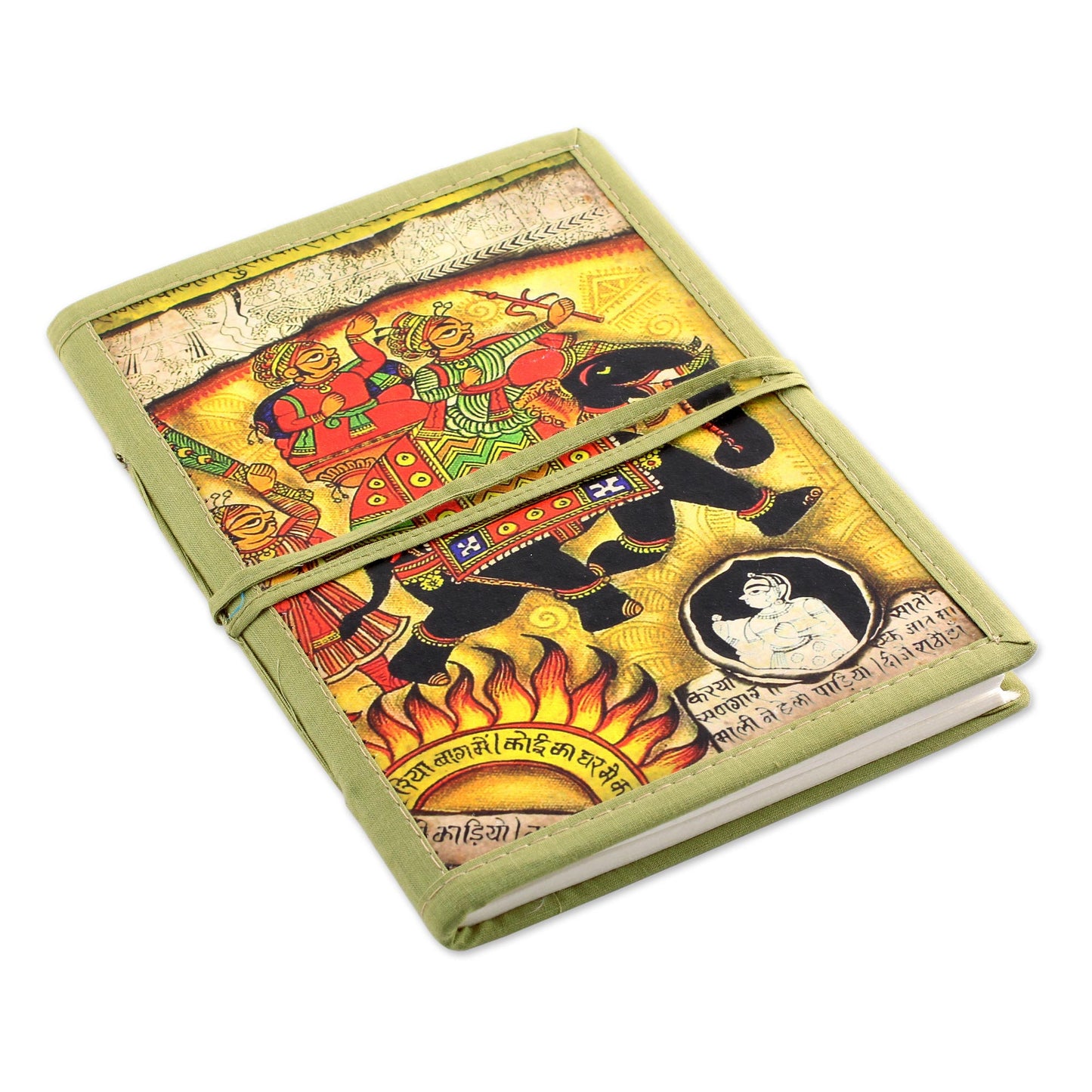 Mughal Monarch Green Elephant Theme Handmade Paper Journal from India