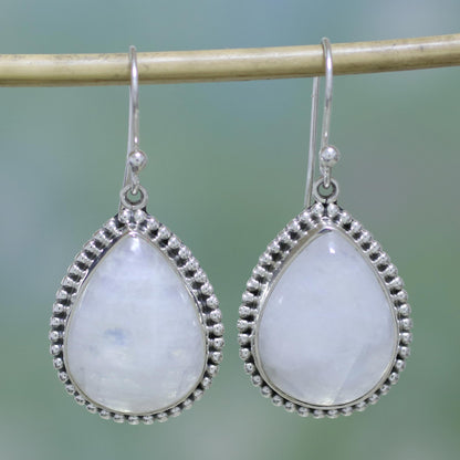 Mystical Charm Rainbow Moonstone and Sterling Silver Earrings from India