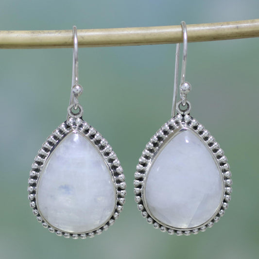 Mystical Charm Rainbow Moonstone and Sterling Silver Earrings from India