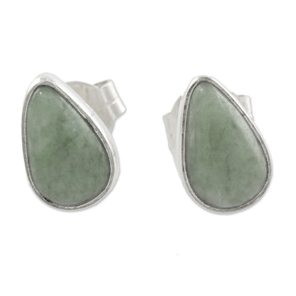 Mayan Teardrops in Light Green Light Green Jade Teardrop Stud Earrings from Guatemala