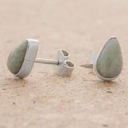 Mayan Teardrops in Light Green Light Green Jade Teardrop Stud Earrings from Guatemala