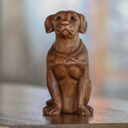 Begging Dog Wood Sculpture