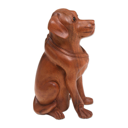 Begging Dog Wood Sculpture