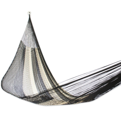 Night Stripes Black & White Mayan Rope Hammock