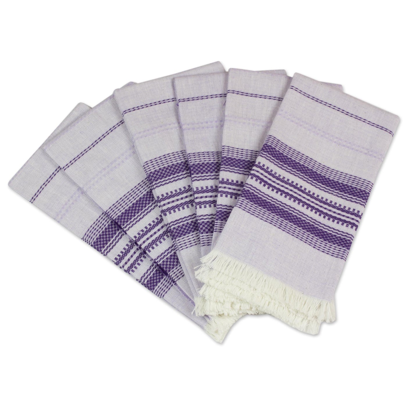 Cheerful Kitchen in Purple Purple Striped 100% Cotton Napkins (Set of 6)