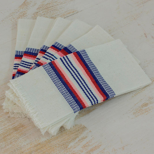 Dinner Guest Striped 100% Cotton Napkins from Guatemala (Set of 6)