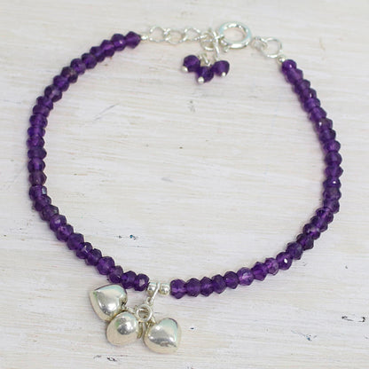 Lavender Charisma Amethyst & Silver Beaded Bracelet