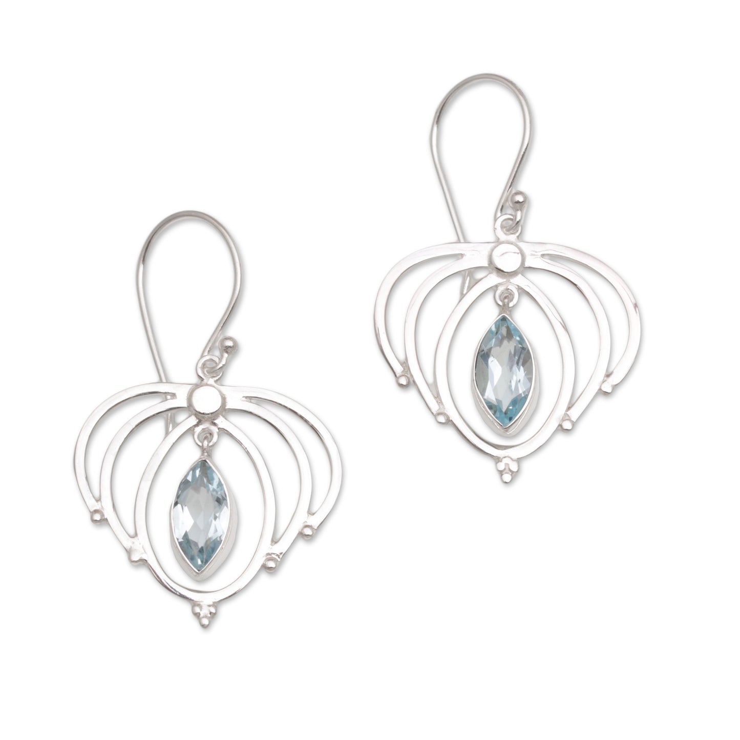 Queen's Tears Teardrop Blue Topaz and Sterling Silver Earrings from Bali