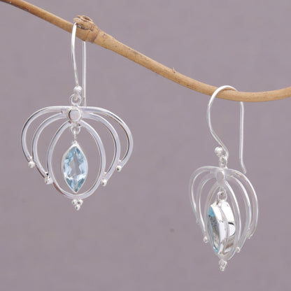 Queen's Tears Teardrop Blue Topaz and Sterling Silver Earrings from Bali