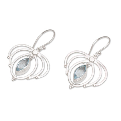 Queen's Tears Teardrop Blue Topaz and Sterling Silver Earrings from Bali