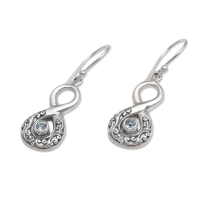 Blue Tangle Blue Topaz and Sterling Silver Looping Earrings from Bali