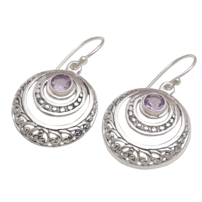 Heavenly Gleam Amethyst and Sterling Silver Crescent Earrings from Bali