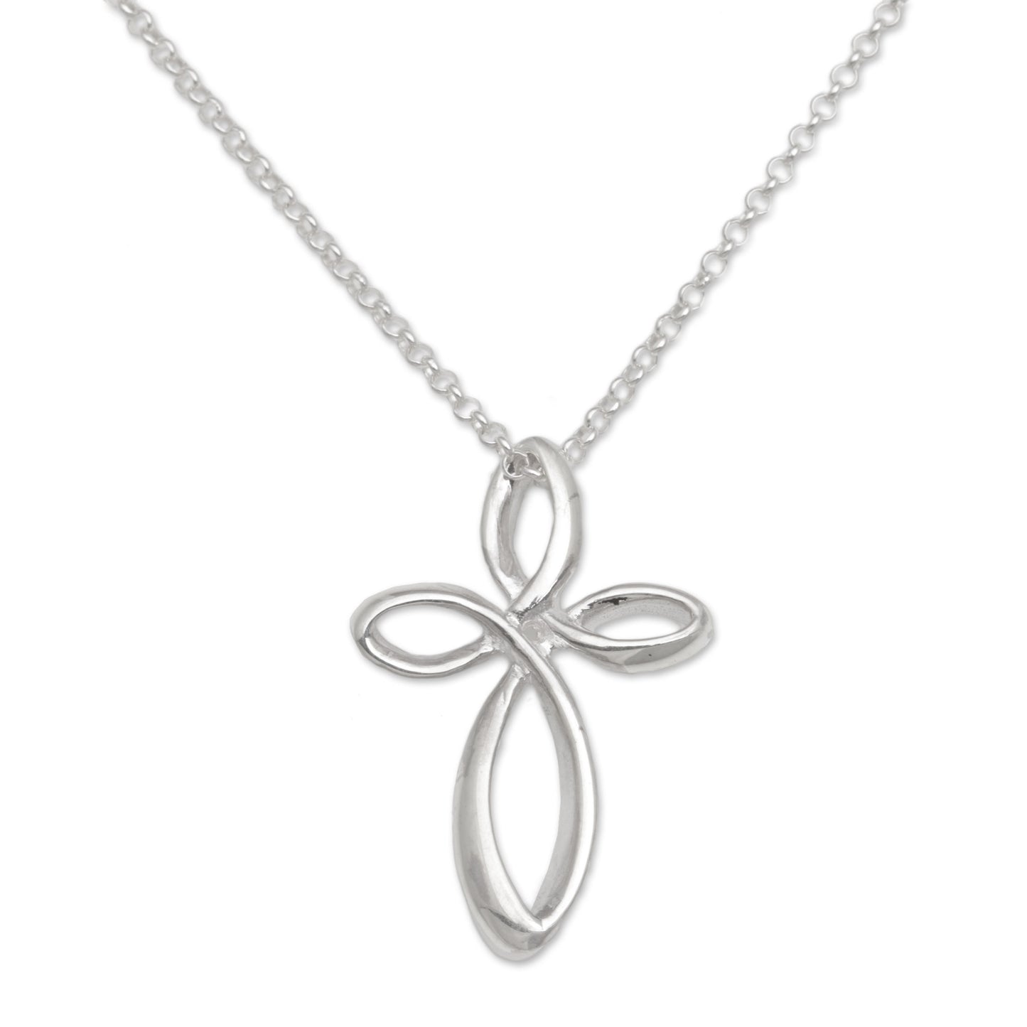 Cross Loops 925 Sterling Silver Cross Pendant Necklace from Bali