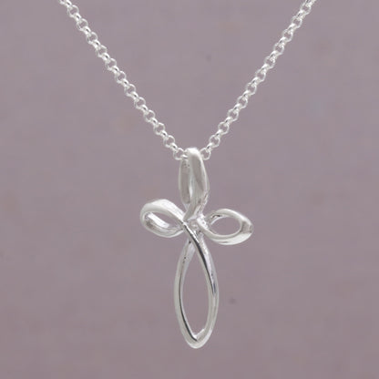 Cross Loops 925 Sterling Silver Cross Pendant Necklace from Bali